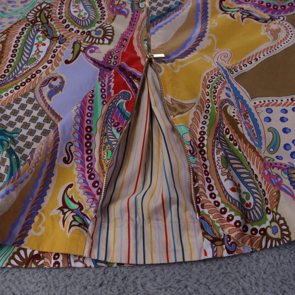 Hinson Wu Xena Blouse Womens Small Brown Multicolor Paisley 3/4 Sleeve Preppy - Picture 4 of 12